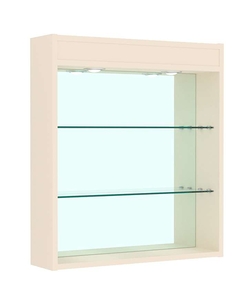 Витрина настенная №1-4Г открытая зеркальная с подсветкой, Крем Вайс
