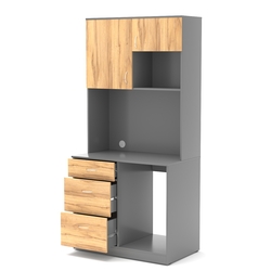 Офисная мини-кухня ПРАКТИК №6, Темно-Серый  + Дуб Золотистый