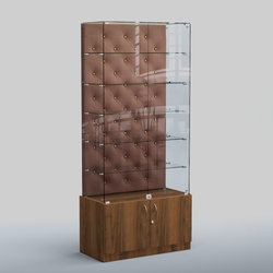 Высокая стеклянная витрина КАПИТОНЕ №505, Орех + 03 Mika