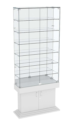 Витрина узкая с 6-ю полками зеркальная ДОНЖОН №34, Серый