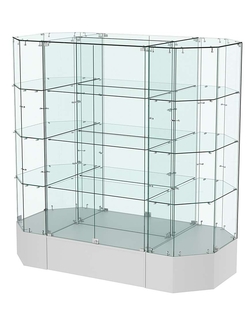 Стеклянная островная большая на подиуме витрина серии Истра №809-О-900, Серый