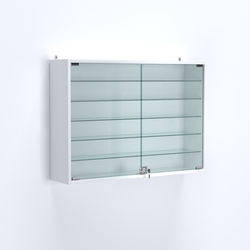 Витрина настенная №203-5А широкая с пятью стеклянными полками, Белый