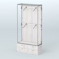 Торговая система ХРОМ (задняя стенка - ДСП) 1200 мм №3-2 с тумбой Т-14 и поручнями, Ясень Анкор светлый