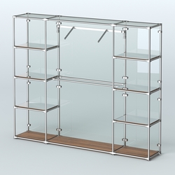 Торговая система ХРОМ (задняя стенка - стекло) 3600 мм с зеркальными полками и поручнями №11, Орех