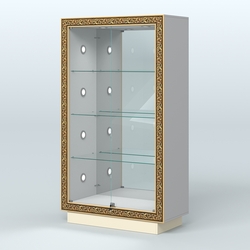 Низкая выставочная витрина с декором НБА-7С, Серый + Крем Вайс