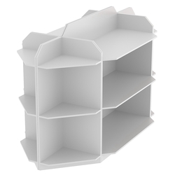 Торговый островной низкий стеллаж для обуви с тремя полками №1, Серый