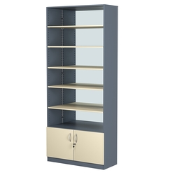 Стеллаж из ДСП с 5-ю полками 350x900 мм серии LEVEL-5 №13-2 (З/C - ЗЕРКАЛО), Темно-серый + Крем Вайс