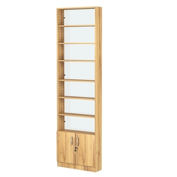 Стеллаж из ДСП с 6-ю полками 150x600 мм серии LEVEL-6 №2-1 (З/C - СТЕКЛО), Дуб Золотистый