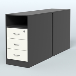 Тумба приставная/опорная двойная, Черный + Белый