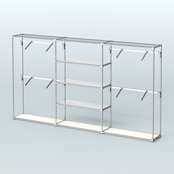 Торговая система ХРОМ без ДСП 3600 мм с зеркальными полками и поручнями №5, Белый