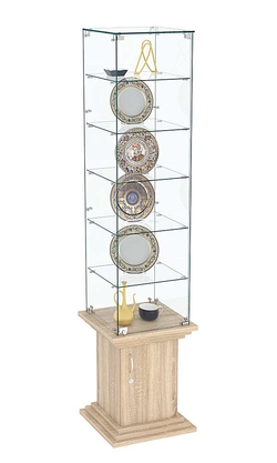 Витрина стаканчик с пятью полками прозрачная ЦИТАДЕЛЬ №506, Дуб сонома