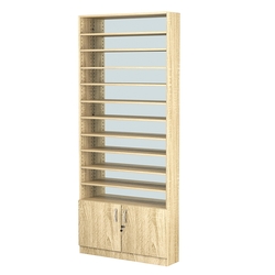 Стеллаж из ДСП с 10-ю полками 200x900 мм серии LEVEL-10 №10-2 (З/C - ЗЕРКАЛО), Дуб Сонома