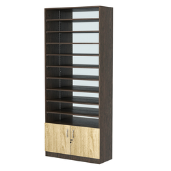 Стеллаж из ДСП с 9-ю полками 400x900 мм серии LEVEL-9 №14-2 (З/C - ЗЕРКАЛО), Дуб Венге + Дуб Сонома