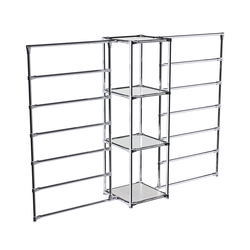 Хромированное вешало ГОРИЗОНТ №2-4 с зеркальными полками 4мм, Ясень Анкор светлый - U31104