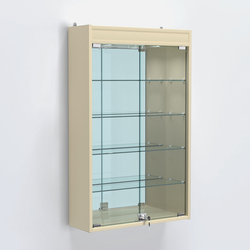 Витрина настенная №202-4А зеркальная с четырьмя полками и подсветкой, Крем Вайс