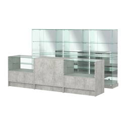 Комплект низких витрин ХП-07 и прилавков ЭК-3, Метрополитан Грей