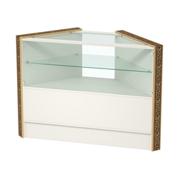 Недорогой прилавок угловой с декоративными молдингами №ПДМ-9, Белый