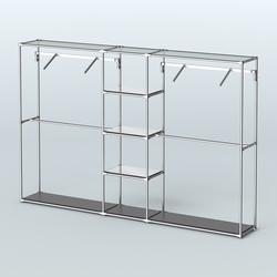 Торговая система ХРОМ без ДСП 3030 мм с зеркальными полками и поручнями №12, Черный