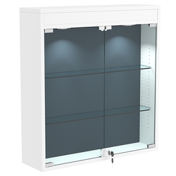 Настенная витрина с бархатом серии БАРОН №1-3А (две полки), Белый + + 11 Blue