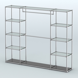 Торговая система ХРОМ без ДСП 2430 мм с прозрачными полками и поручнями №3, Черный