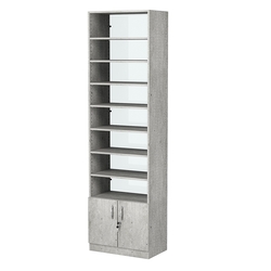 Стеллаж из ДСП с 7-ю полками 350x600 мм серии LEVEL-7 №6-1 (З/C - СТЕКЛО), Метрополитан Грей