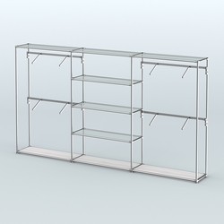 Торговая система ХРОМ без ДСП 3600 мм с прозрачными полками и поручнями №5, Ясень Анкор светлый