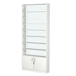 Стеллаж из ДСП с 7-ю полками 200x900 мм серии LEVEL-7 №10-1 (З/C - СТЕКЛО), Белый