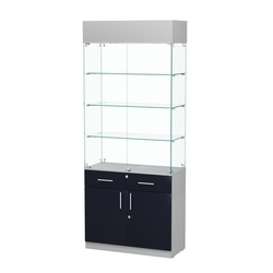 Витрина ювелирная "Диаманд" №12, ЛДСП серый + МДФ инфиго