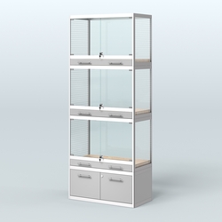 Витрина средняя для продажи средних млекопитающих в зоомагазин серии КУНЬИ-03, Серый