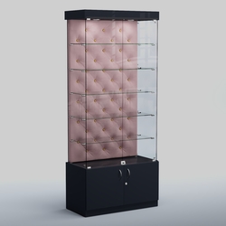 Высокая стеклянная витрина КАПИТОНЕ №501, Антрацит+14 Fla