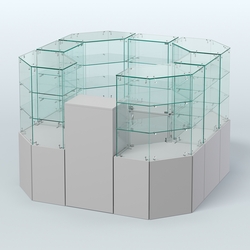 Стеклянный островок-павильон серии КОЛЬЦО квадратный №5, Серый