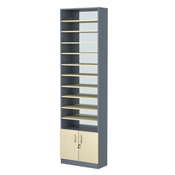 Стеллаж из ДСП с 10-ю полками 250x600 мм серии LEVEL-10 №4-2 (З/C - ЗЕРКАЛО), Темно-серый + Крем Вайс