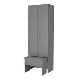 Шкаф для раздевалок с задвижной скамейкой КОМБО-Соло №2-2, Темно-Серый