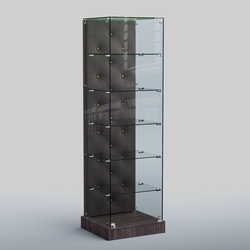 Низкая стеклянная витрина КАПИТОНЕ №501-ХП, Ясень темный+16 G