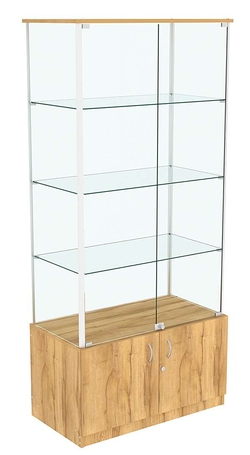 Витрина ЛЮКС с задней стенкой из стекла №2 без подсветки , Дуб Золотистый
