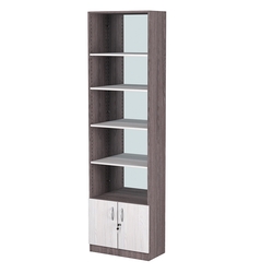 Стеллаж из ДСП с 4-мя полками 300x600 мм серии LEVEL-4 №5-2 (З/C - ЗЕРКАЛО), Ясень Анкор темный + Ясень Анкор светлый