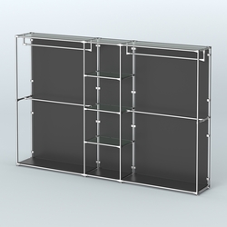 Торговая система ХРОМ (задняя стенка - ДСП) 3030 мм с прозрачными полками и поручнями №4, Черный