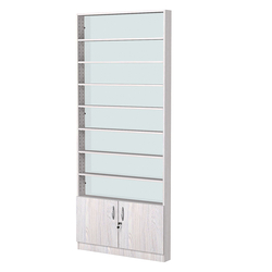 Стеллаж из ДСП с 8-ю полками 100x900 мм серии LEVEL-8 №8-1 (З/C - СТЕКЛО), Ясень Анкор светлый