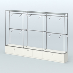 Торговая система ХРОМ без ДСП 3600 мм №9 с тумбами Т-21, Т-15 и поручнями, Белый