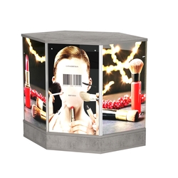 Стол-прилавок со световым коробом шестигранный №22, Бетон Чикаго светло-серый F186 ST9