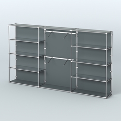 Торговая система ХРОМ (задняя стенка - ДСП) 3600 мм с зеркальными полками и поручнями №6, Темно-Серый