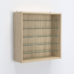 Витрина настенная №201-5Г открытая с пятью прозрачными полками, Дуб Сонома