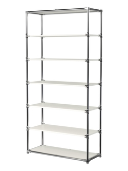 Пристенный торговый стеллаж ЛАЙТ с широкими полками ДСП №3, Белый