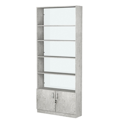 Стеллаж из ДСП с 4-мя полками 250x900 мм серии LEVEL-4 №11-1 (З/C - СТЕКЛО), Метрополитан Грей