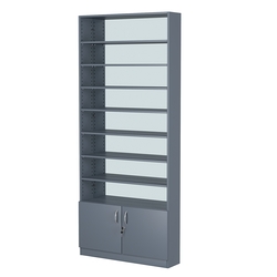 Стеллаж из ДСП с 7-ю полками 200x900 мм серии LEVEL-7 №10-2 (З/C - ЗЕРКАЛО), Темно-Серый