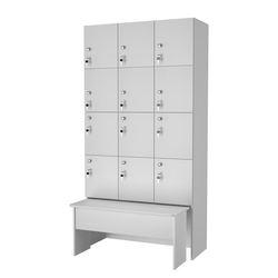 Шкаф для раздевалок сзадвижной скамейкой КОМБО-Квартет №3-2, Серый