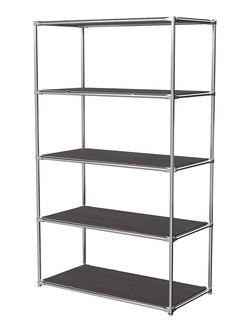 Торговый хромированный стеллаж с полками ДСП №6, Грейвуд