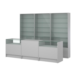 Комплект витрин с регулировочными полками NE-6 №12 и прилавков ЭК-2, Серый