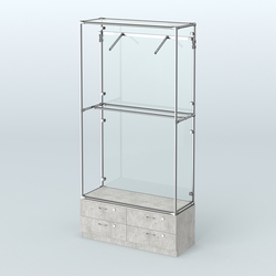 Торговая система ХРОМ (задняя стенка - стекло) 1200 мм №4-2 с тумбой Т-14 и поручнями, Метрополитан Грей