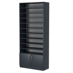 Стеллаж из ДСП с 9-ю полками 350x900 мм серии LEVEL-9 №13 (З/C - ДВП), Антрацит